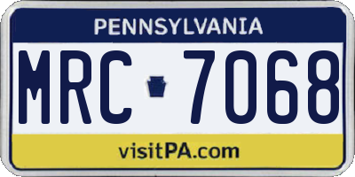 PA license plate MRC7068