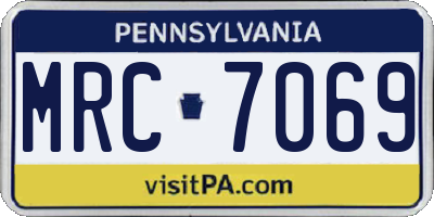 PA license plate MRC7069