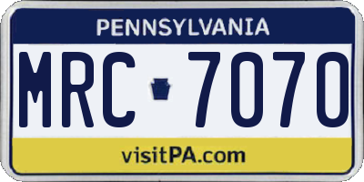 PA license plate MRC7070
