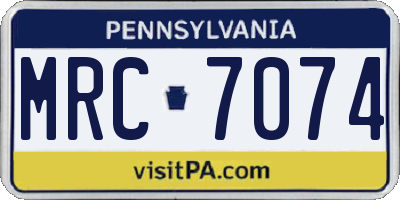 PA license plate MRC7074