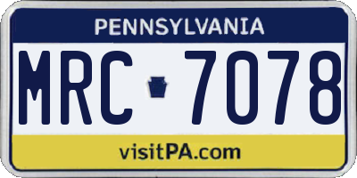 PA license plate MRC7078