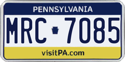 PA license plate MRC7085