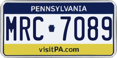 PA license plate MRC7089