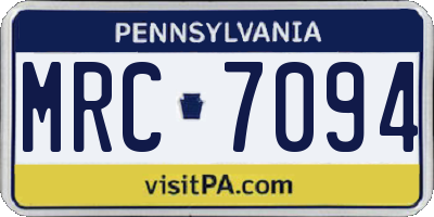 PA license plate MRC7094