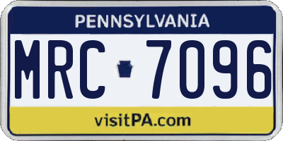 PA license plate MRC7096