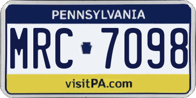 PA license plate MRC7098