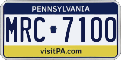 PA license plate MRC7100