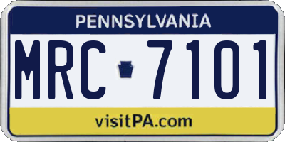 PA license plate MRC7101