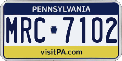 PA license plate MRC7102