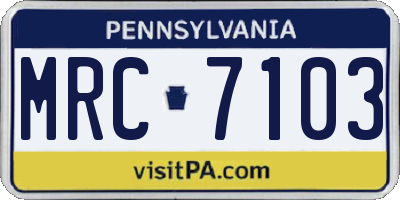PA license plate MRC7103