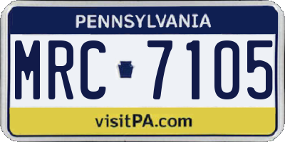 PA license plate MRC7105