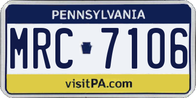 PA license plate MRC7106