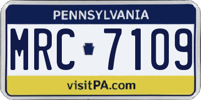 PA license plate MRC7109