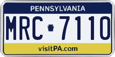 PA license plate MRC7110