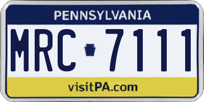 PA license plate MRC7111