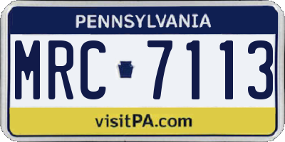 PA license plate MRC7113