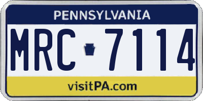 PA license plate MRC7114