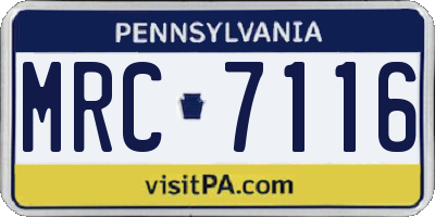 PA license plate MRC7116