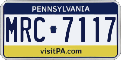 PA license plate MRC7117