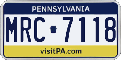 PA license plate MRC7118
