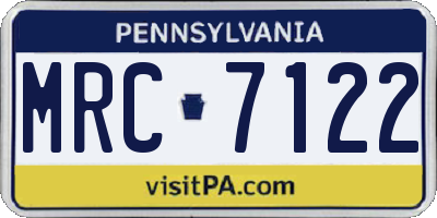 PA license plate MRC7122