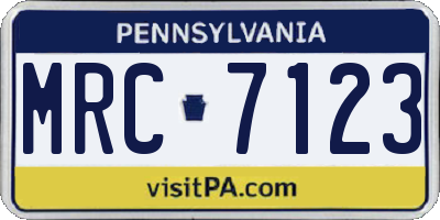PA license plate MRC7123