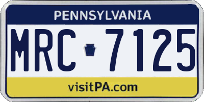 PA license plate MRC7125