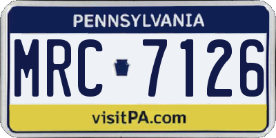 PA license plate MRC7126