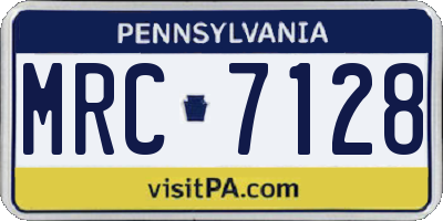 PA license plate MRC7128