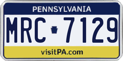 PA license plate MRC7129