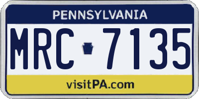 PA license plate MRC7135