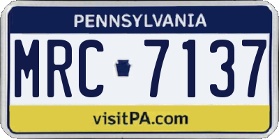 PA license plate MRC7137