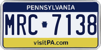 PA license plate MRC7138