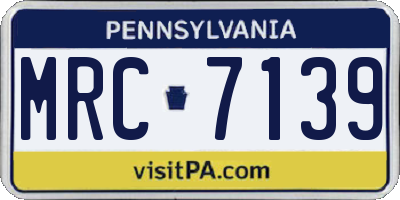 PA license plate MRC7139