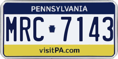 PA license plate MRC7143