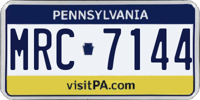 PA license plate MRC7144
