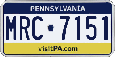 PA license plate MRC7151