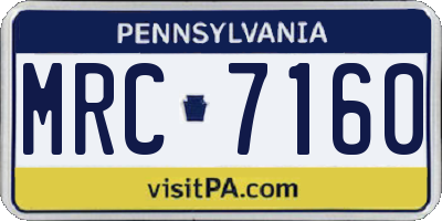 PA license plate MRC7160