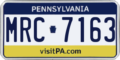 PA license plate MRC7163