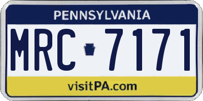 PA license plate MRC7171