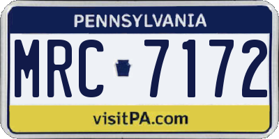 PA license plate MRC7172