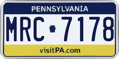 PA license plate MRC7178
