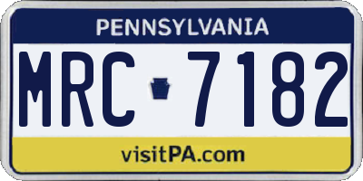 PA license plate MRC7182