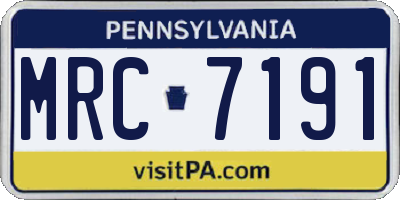 PA license plate MRC7191