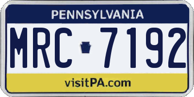 PA license plate MRC7192