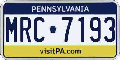 PA license plate MRC7193