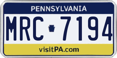 PA license plate MRC7194