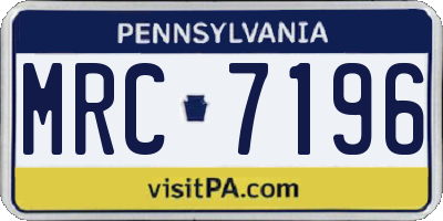 PA license plate MRC7196
