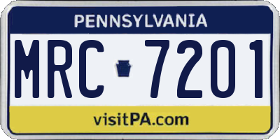 PA license plate MRC7201