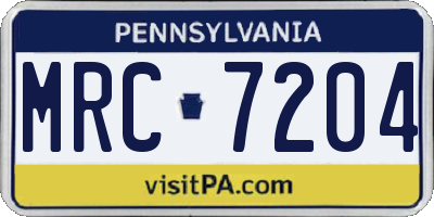 PA license plate MRC7204
